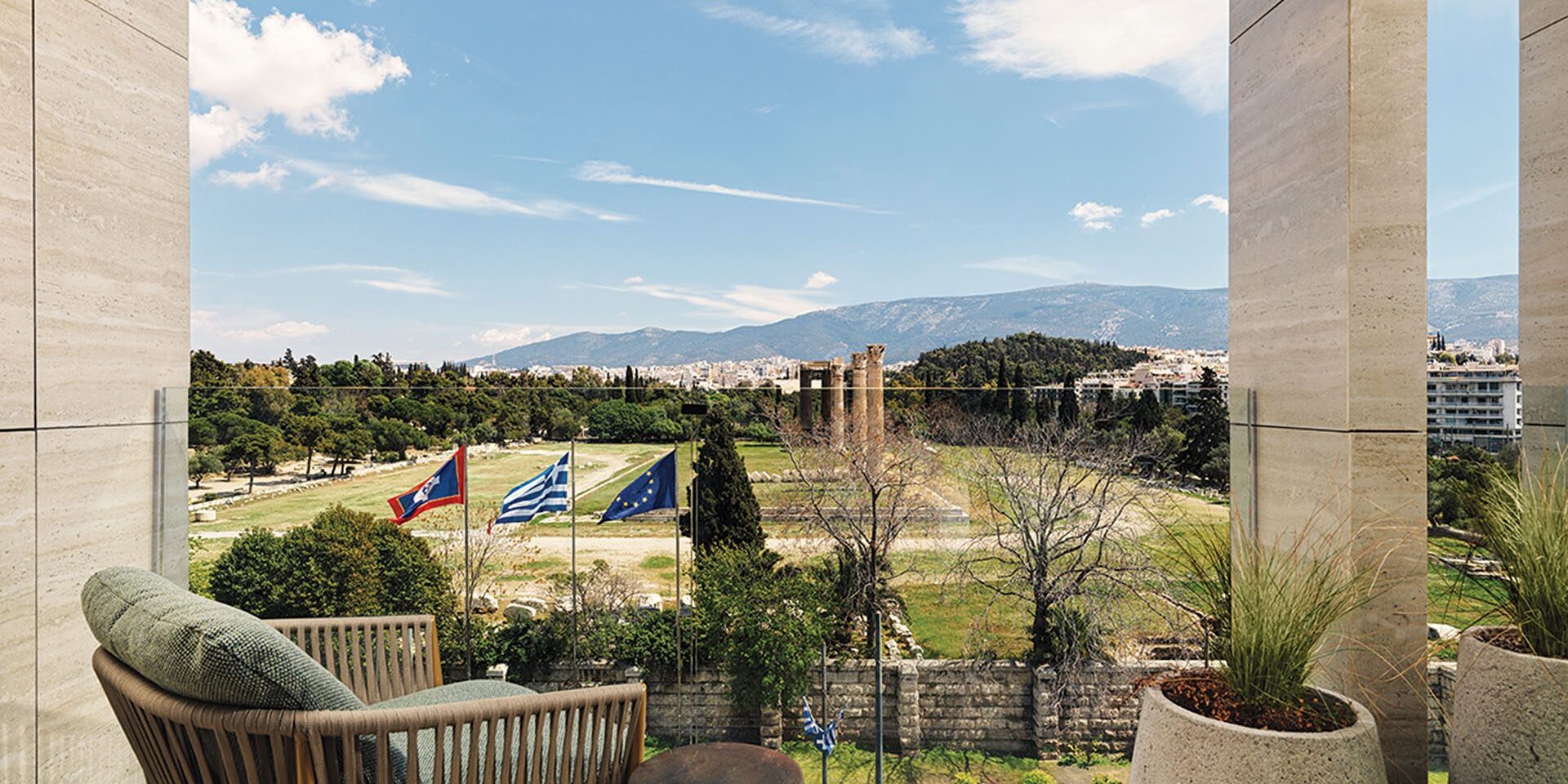Anthology of Athens balcony overlooking the Temple of Olympian Zeus site