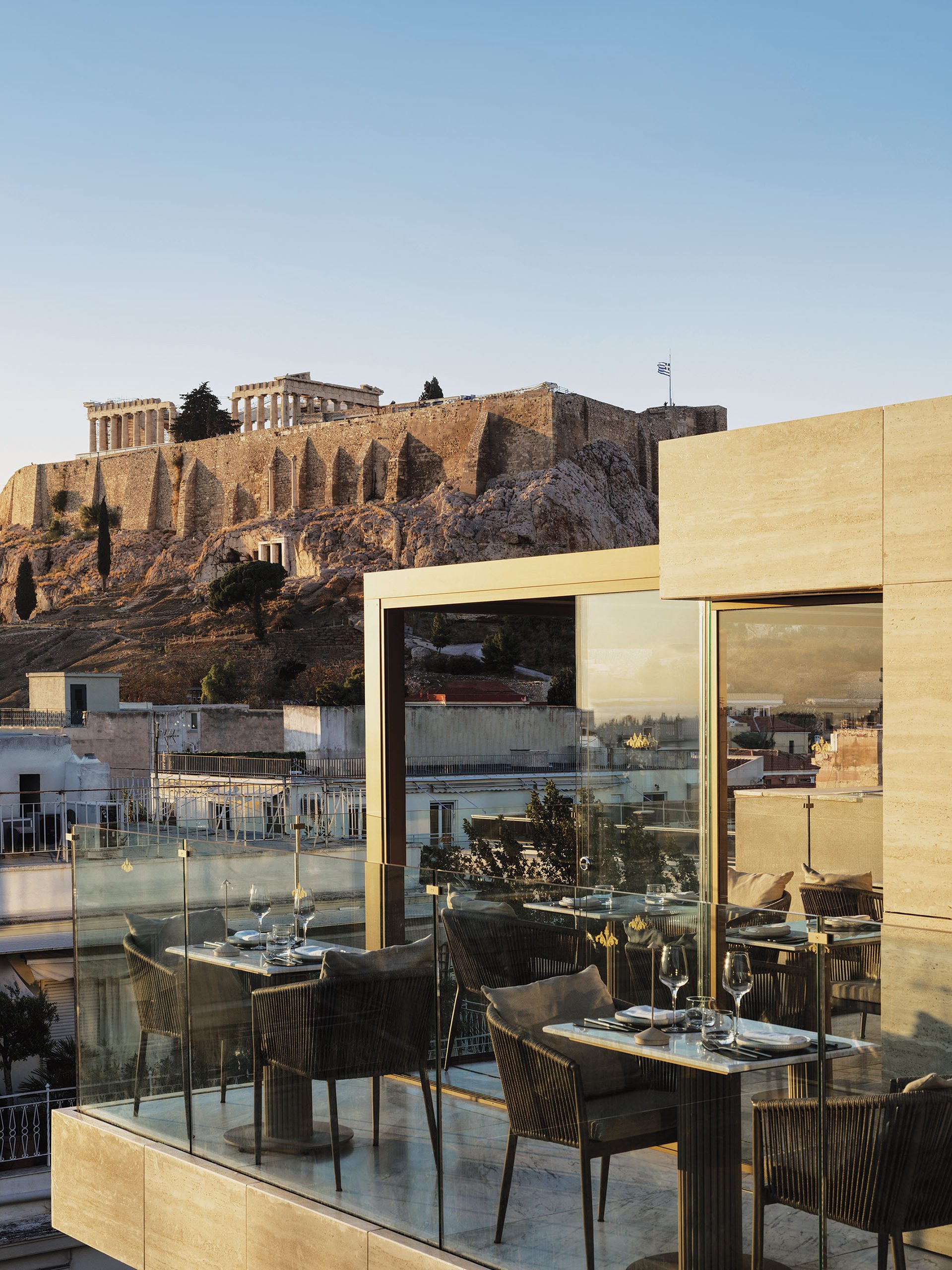 Anthology of Athens rooftop restaurant with view of the Acropolis