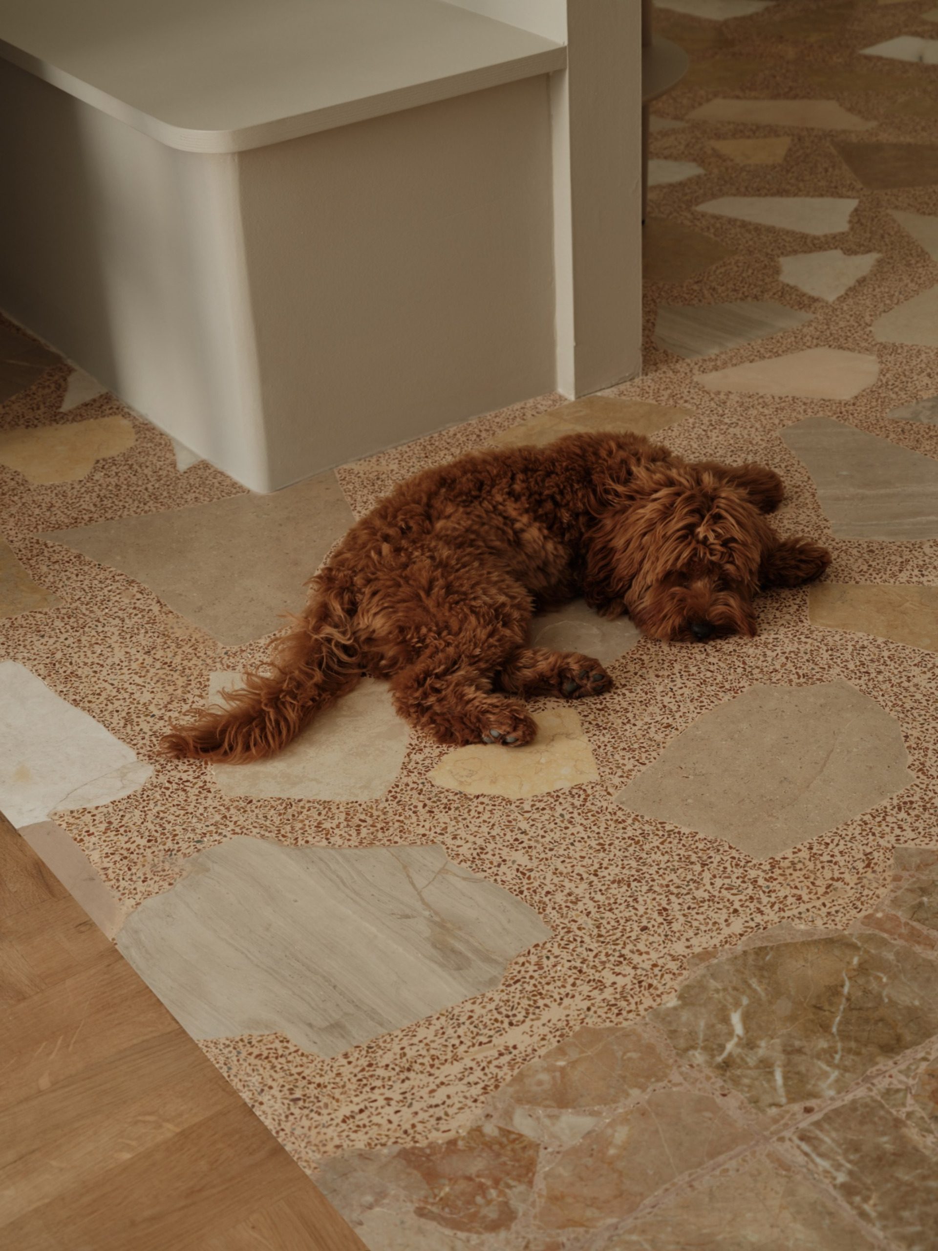 Thiseio Residence palladiana floor laid with reclaimed marble offcuts