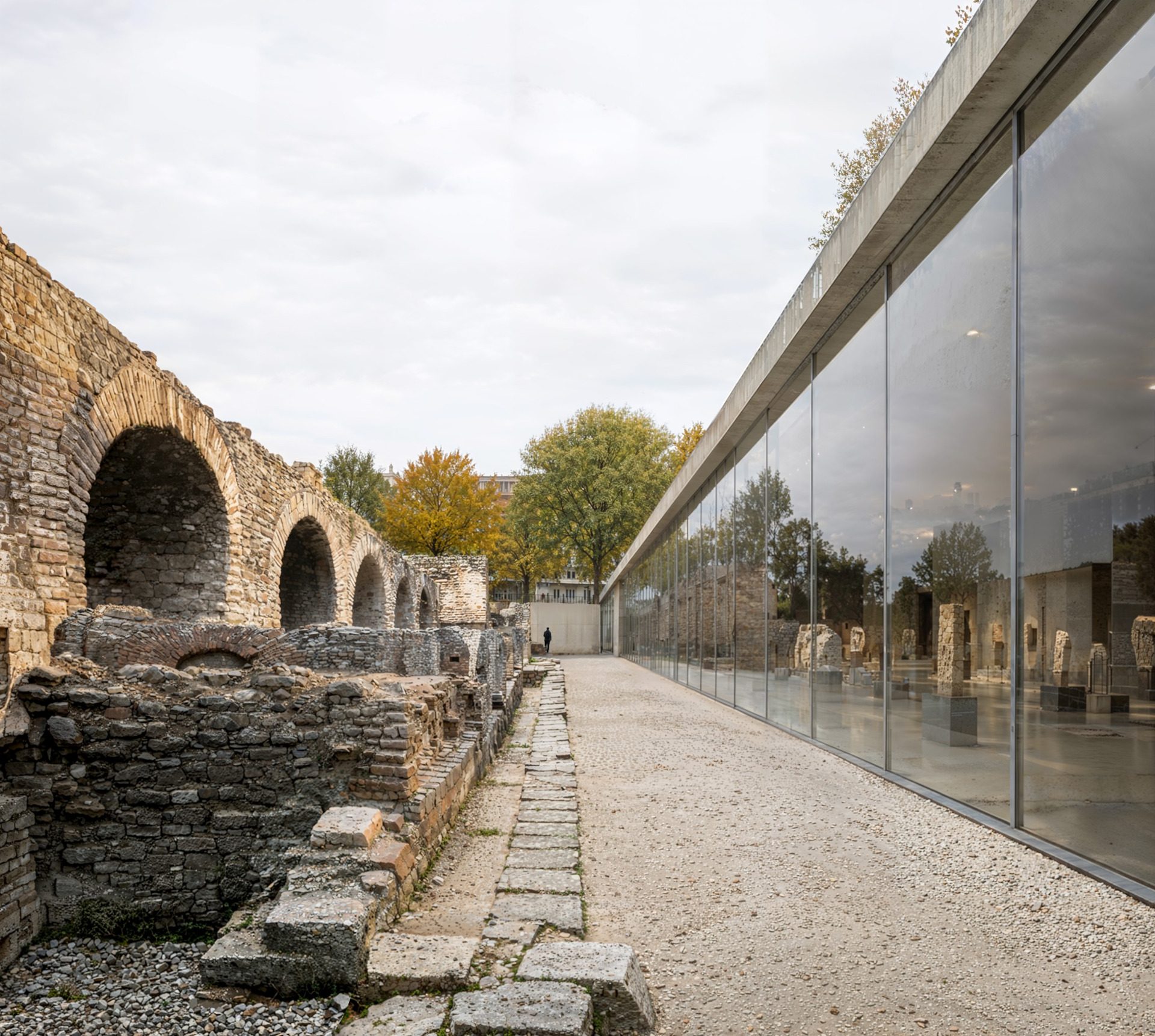 New glazed axial entrance along the Roman Forum in the Armosi masterplan