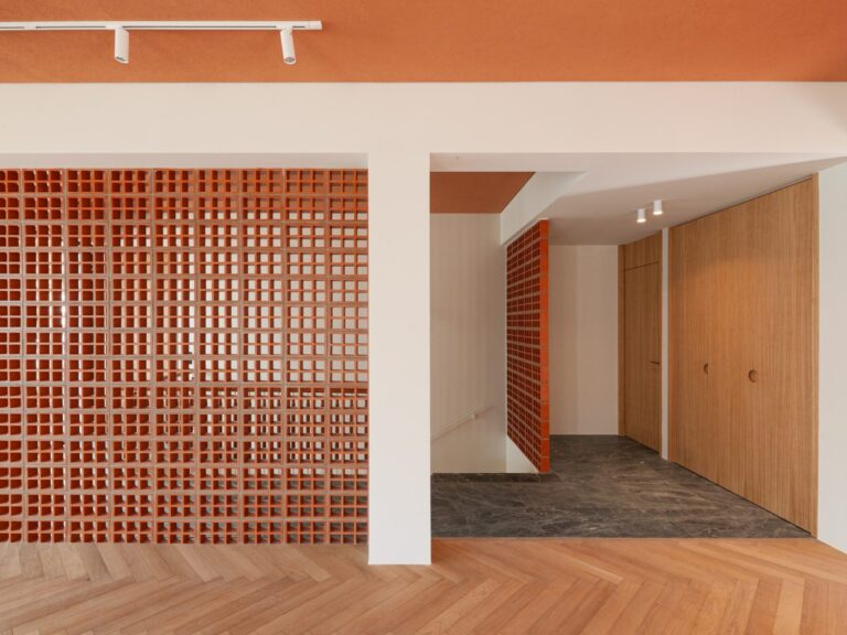 Residence Renovation in Chalandri ground floor with ceramic claustra and oak cabinetry